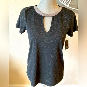 INC pretty blouse ,size XS very elegant with silver tiny beads. decoration,black